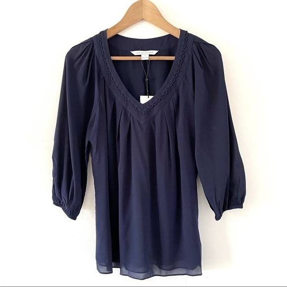 NWT Diane Von Furstenberg Davi Chiffon Blouse - Picture 5 of 12